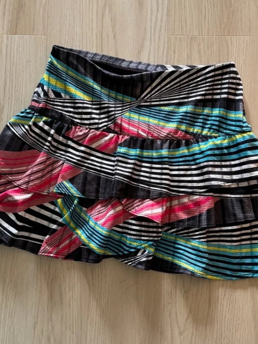 Lucky In Love Tennis Golf Pickleball Skirt Skort Tiered ruffles bold stripe 0 2